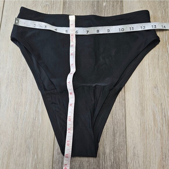 Aerie High Waisted High Cut Cheeky Swim Bottoms Black Women's Medium Swim Beach - Picture 2 of 5